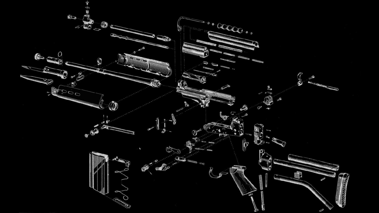 Wallpaper : 1920x1080 px, exploded, FN FAL, gun, view diagram 1920x1080 ...