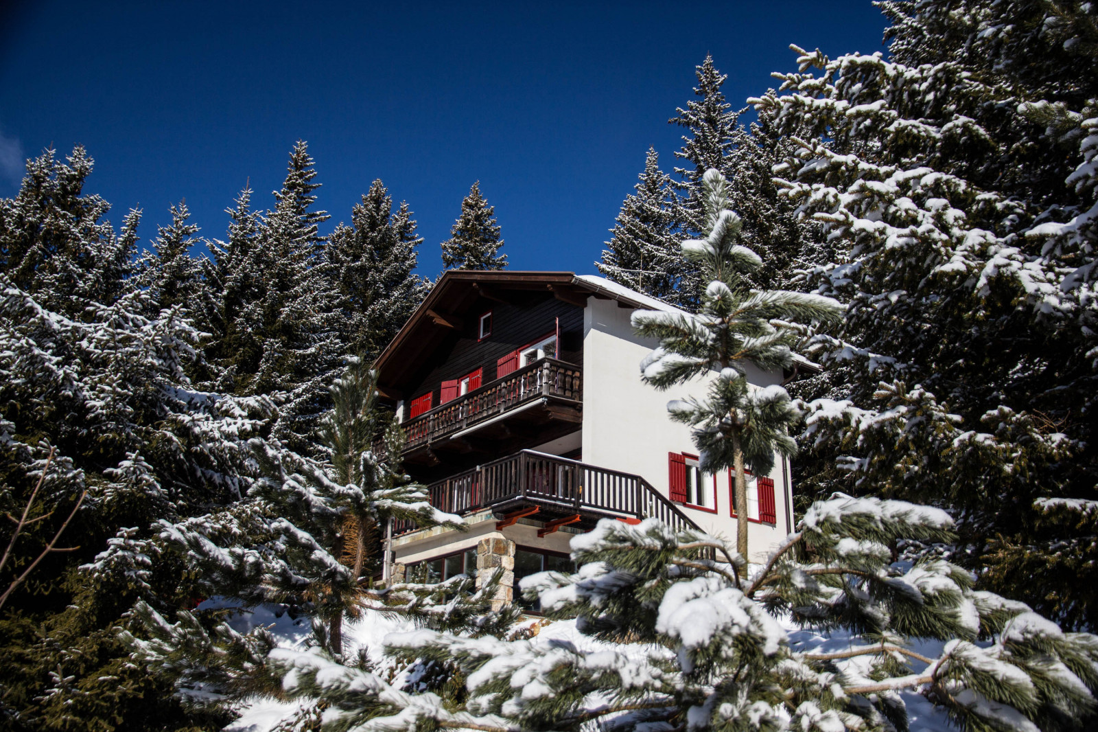 Wallpaper blue, trees, sky, Italy, house, snow, alberi, Canon, casa