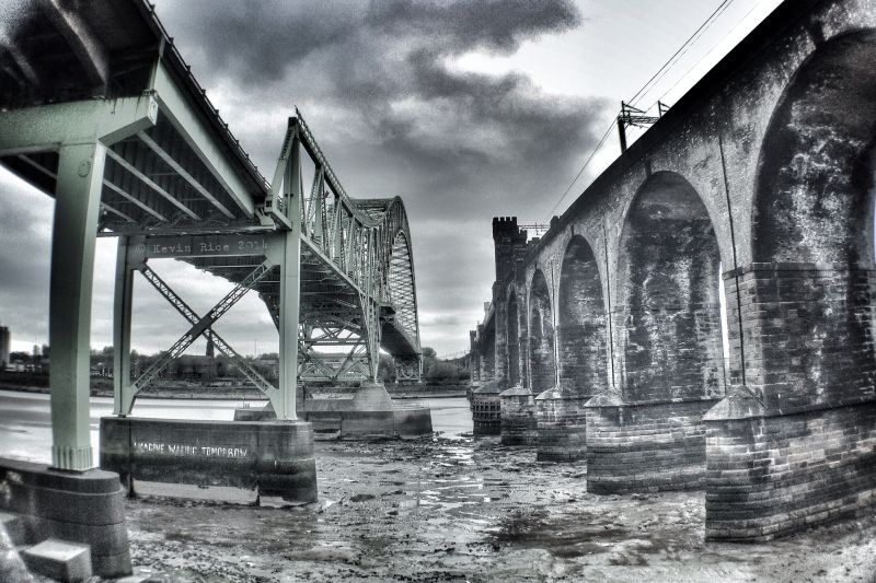 iPhone,most,řeka,HDR,Mersey,Runcorn