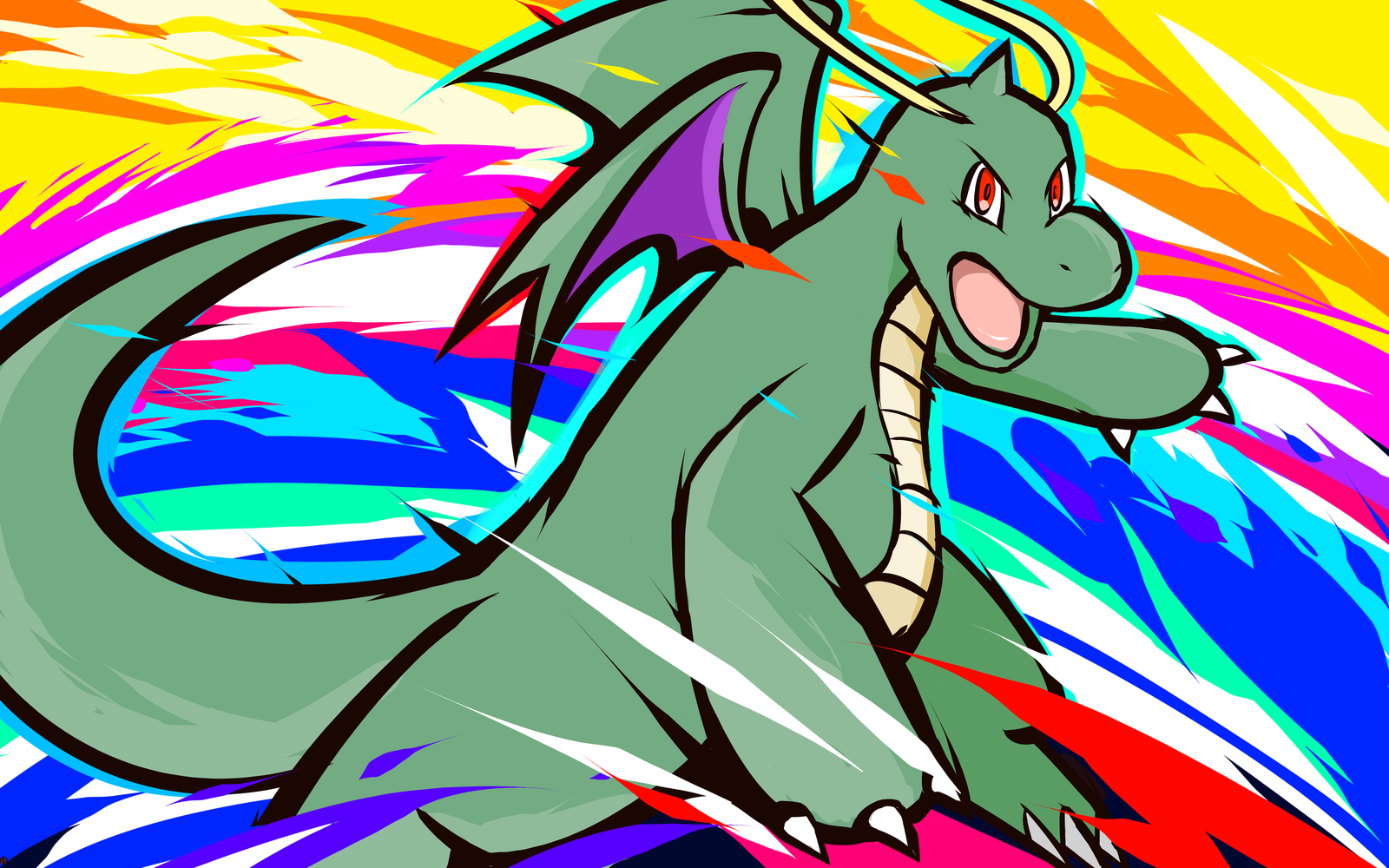 illustration, hest, tegneserie, Pok mon, Dragonite, ishmam, Shiny Dragonite, linje, skrifttype, hest som pattedyr
