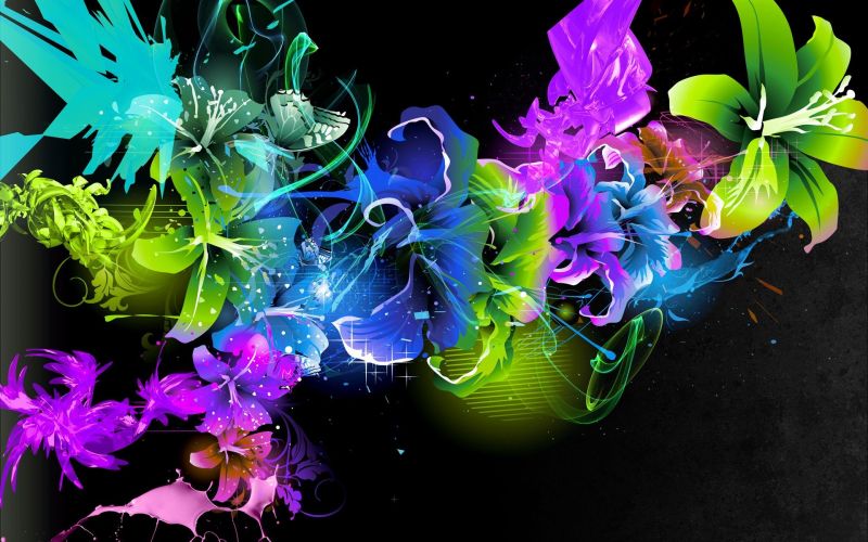 květiny, abstraktní, umělecká díla, neon, nachový, fialový květiny, abstraktní, umělecká díla, neon, nachový, fialový