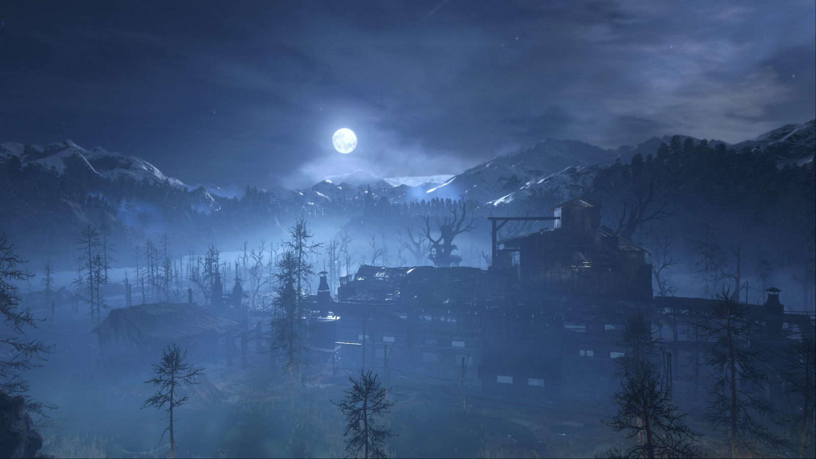 Wallpaper : Metro Exodus, night, Moon, factory, mountains, landscape ...