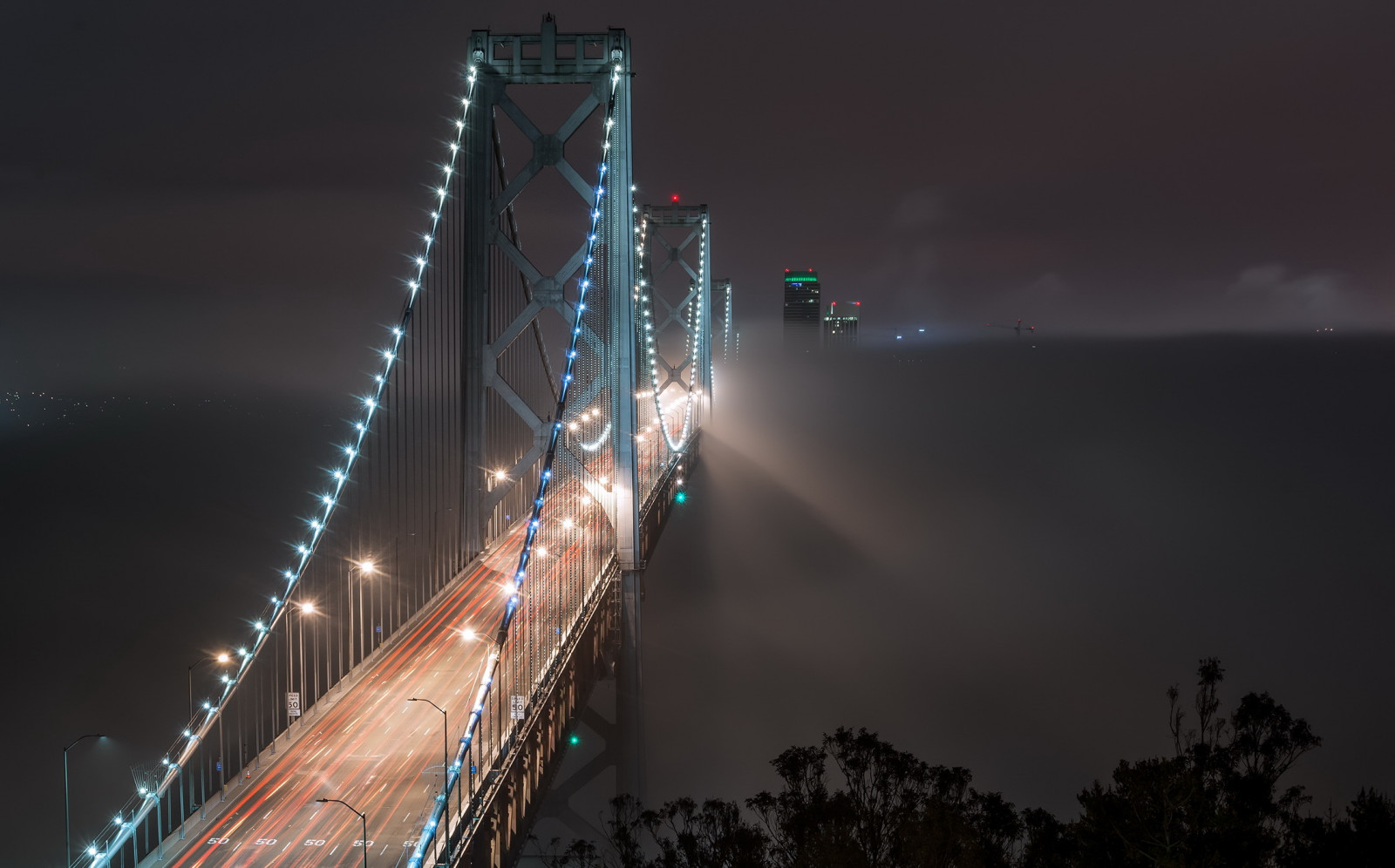 Wallpaper night, bridge, Bay Bridge, dark 2247x1400 WallpaperManiac