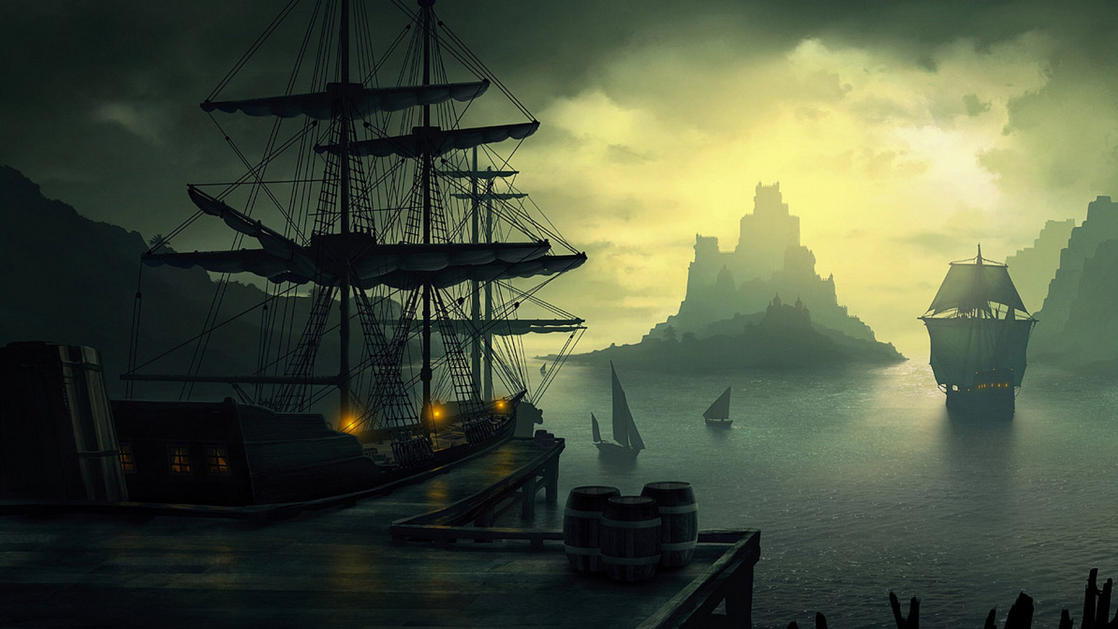 Wallpaper : fantasy ship, sea 1920x1080 - Redive - 2240180 - HD