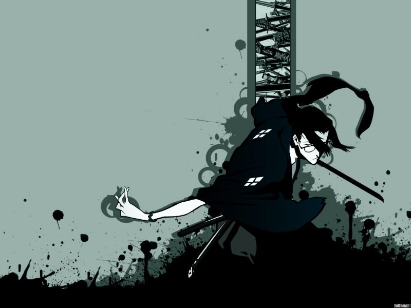 ilustrasi, anime, gambar kartun, Samurai Champloo, bayangan hitam, poster ilustrasi, anime, gambar kartun, Samurai Champloo, bayangan hitam, poster
