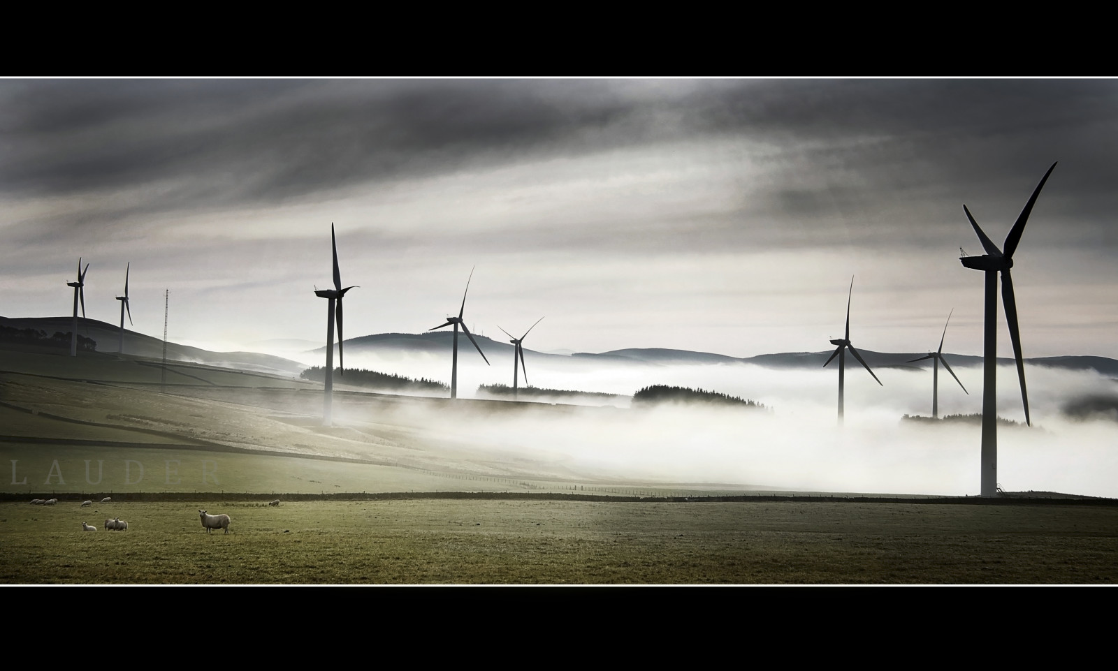 moře, ráno, mlha, vítr, větrný mlýn, Nikon, soumrak, 35MM, elektřina, větrná farma, světlo, mrak, f18, počasí, svítání, D7000, tvar, tma, energie, atmosférický jev, větrná farma, FOD