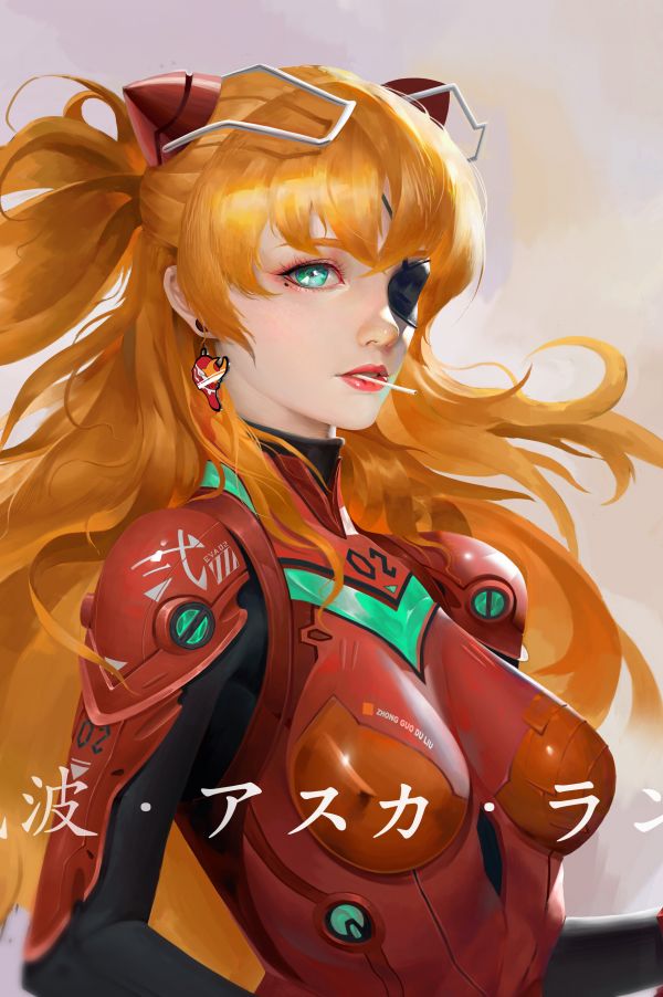 Neon Genesis Evangelion,digital art,artwork,illustration,Asuka Langley Soryu,character design
