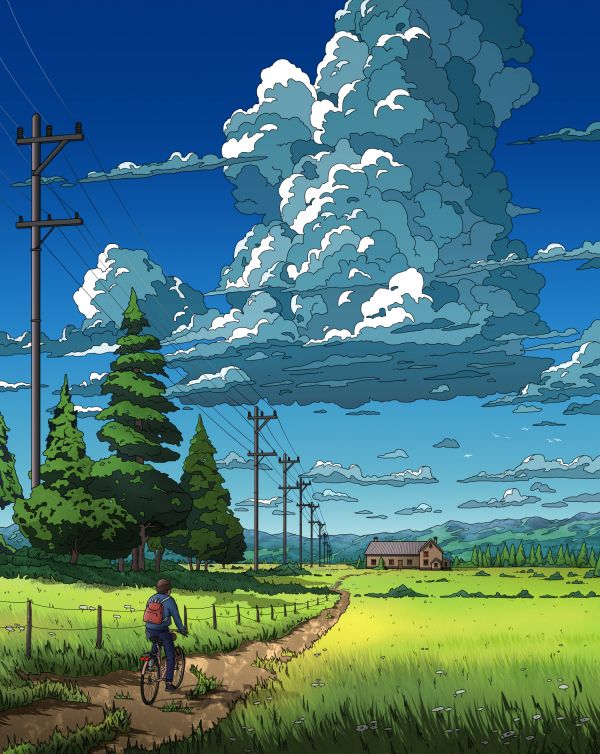 artwork,digital art,illustration,field,Christian Demczuk,house