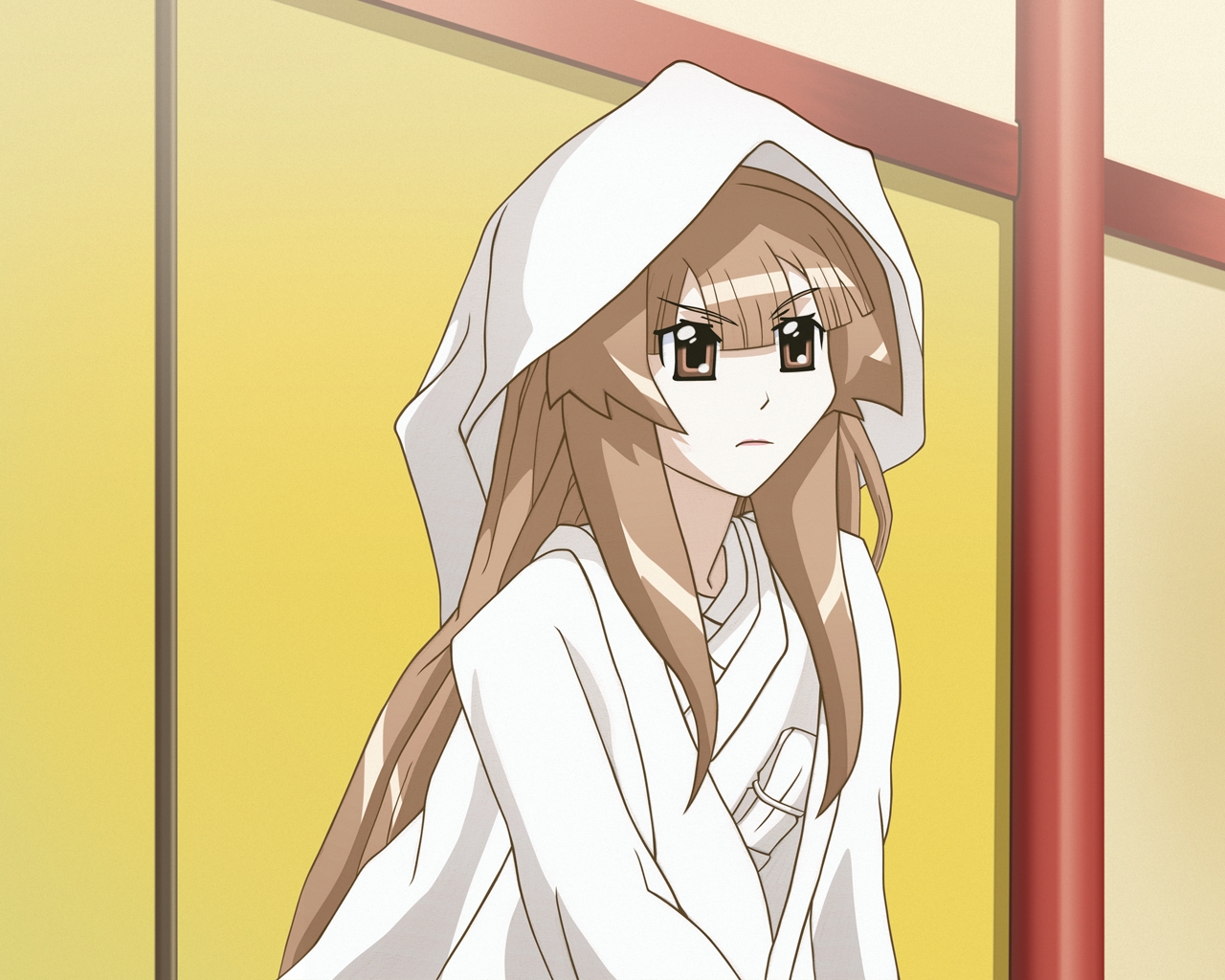 Wallpaper anime, girl, hood, look, room 1280x1024 wallpaperUp