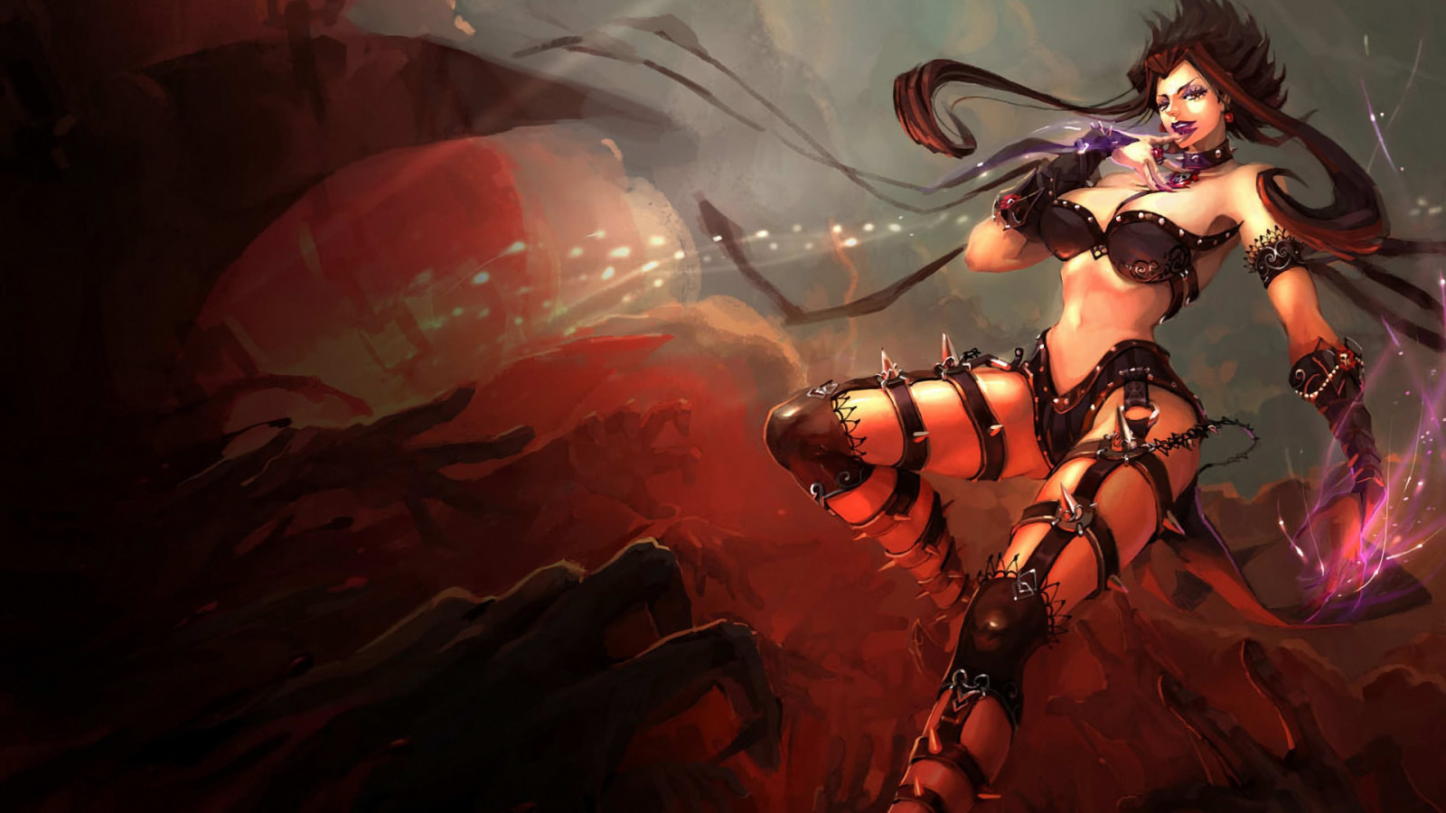 Video game, wanita, anime, Liga legenda, karya penggemar, Evelynn, kegelapan, screenshot, wallpaper komputer, karakter fiksi