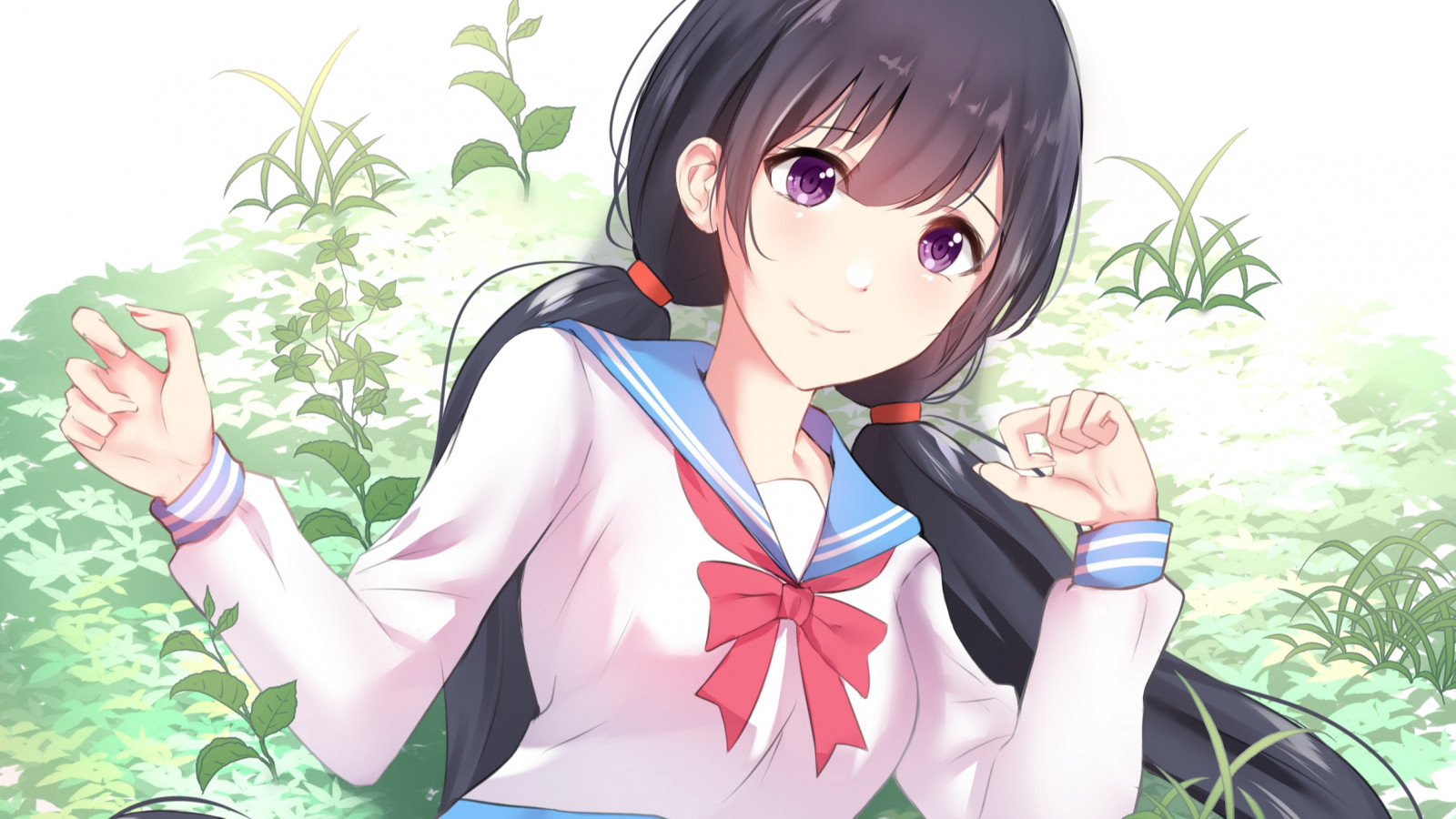 anime, Původní znaky, školní uniforma, anime dívky, dlouhé vlasy