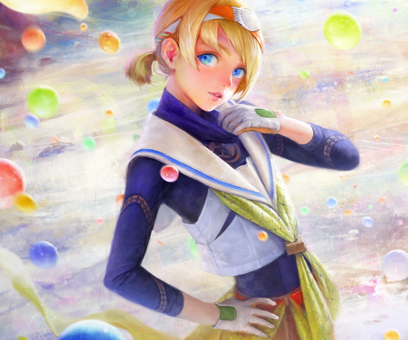 ilustrace, blondýnka, anime, anime dívky, rukavice, koňský ohon, Hračka, oblečení, hrát si, NaBaBa DeviantArt