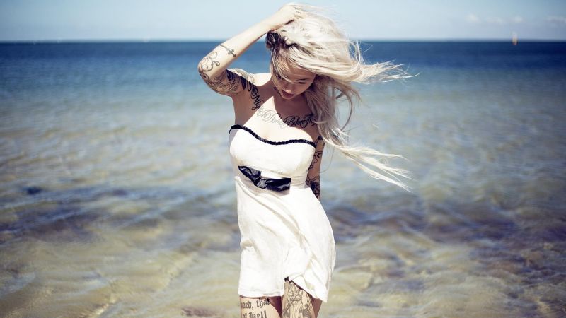 women, model, blonde, sunlight, white, sea women, model, blonde, sunlight, white, sea