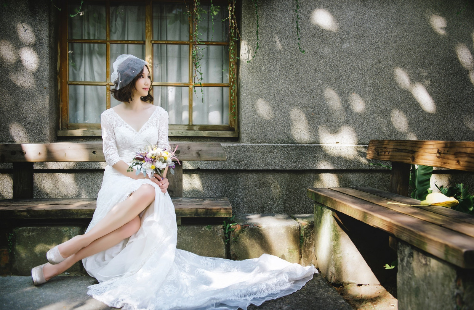 ženy, model, asijský, šaty, nevěsty, žena, svatba, nevěsta, fotografie, ženich, talár, obřad