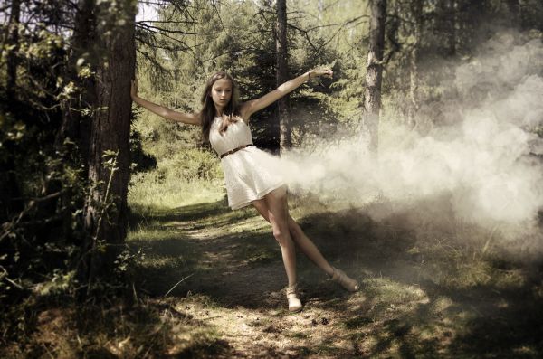 sunlight, forest, Photoshop, portrait, landscape, white