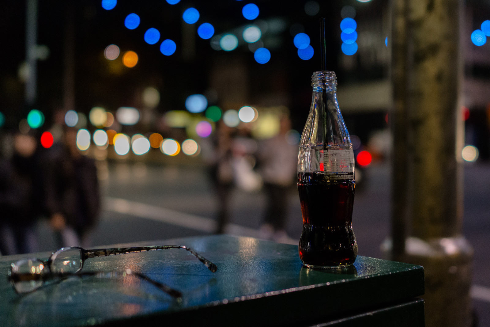 città, urbano, notte, luci, bicchieri, bottiglia, attraversamento, Coca Cola, bokeh, Sony, Melbourne, Coca Cola, Soda, coca, RX1