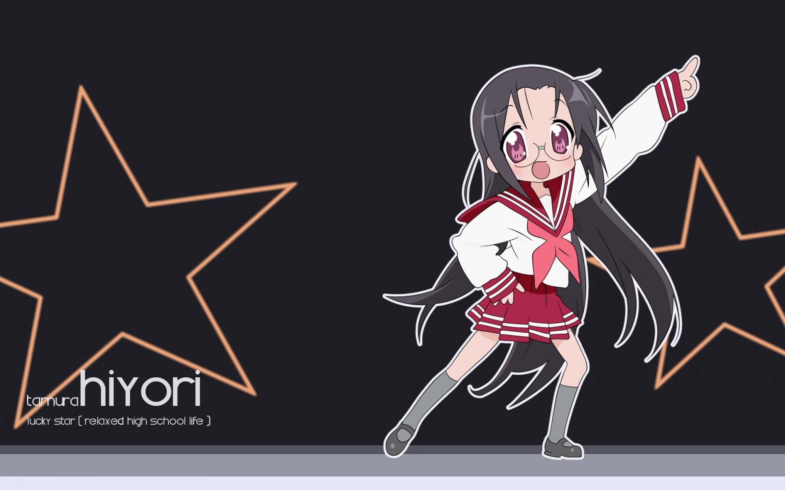 ilustrace, anime, bruneta, brýle, kreslená pohádka, Šťastná hvězda, dívka, držení, Tamura Hiyori