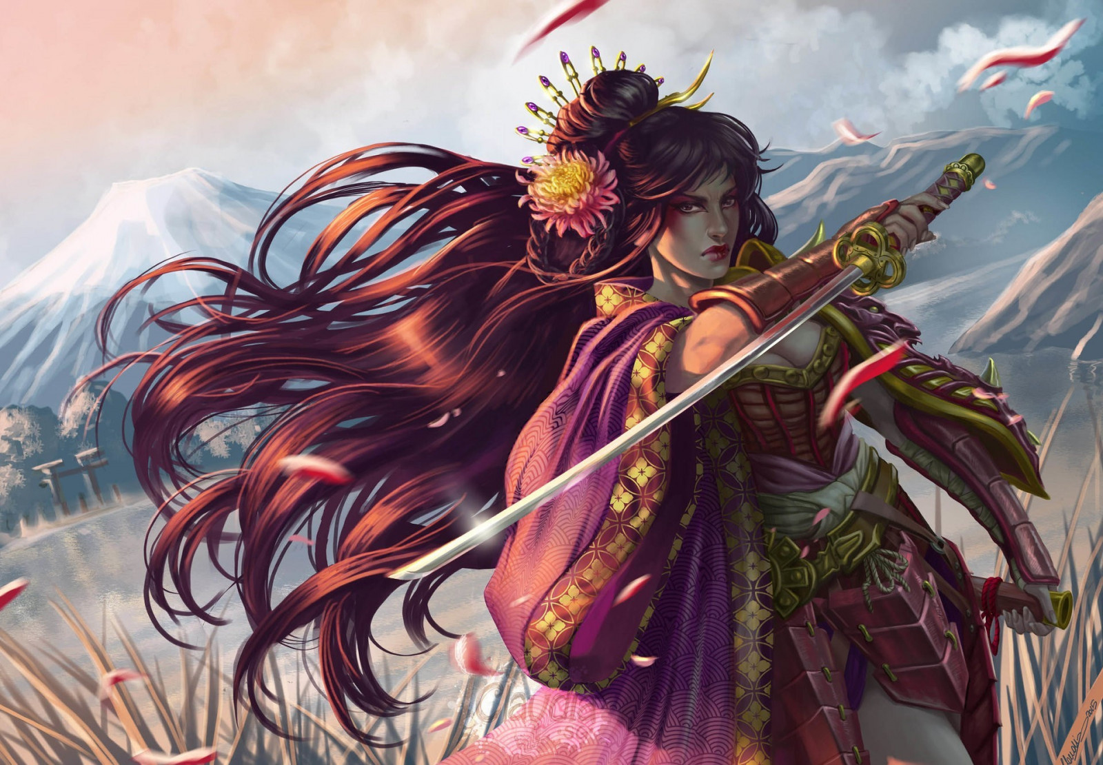 ilustrácie, fantasy umenie, anime, umelecké diela, bojovník, mytológie, vymyslená postava, žena bojovník