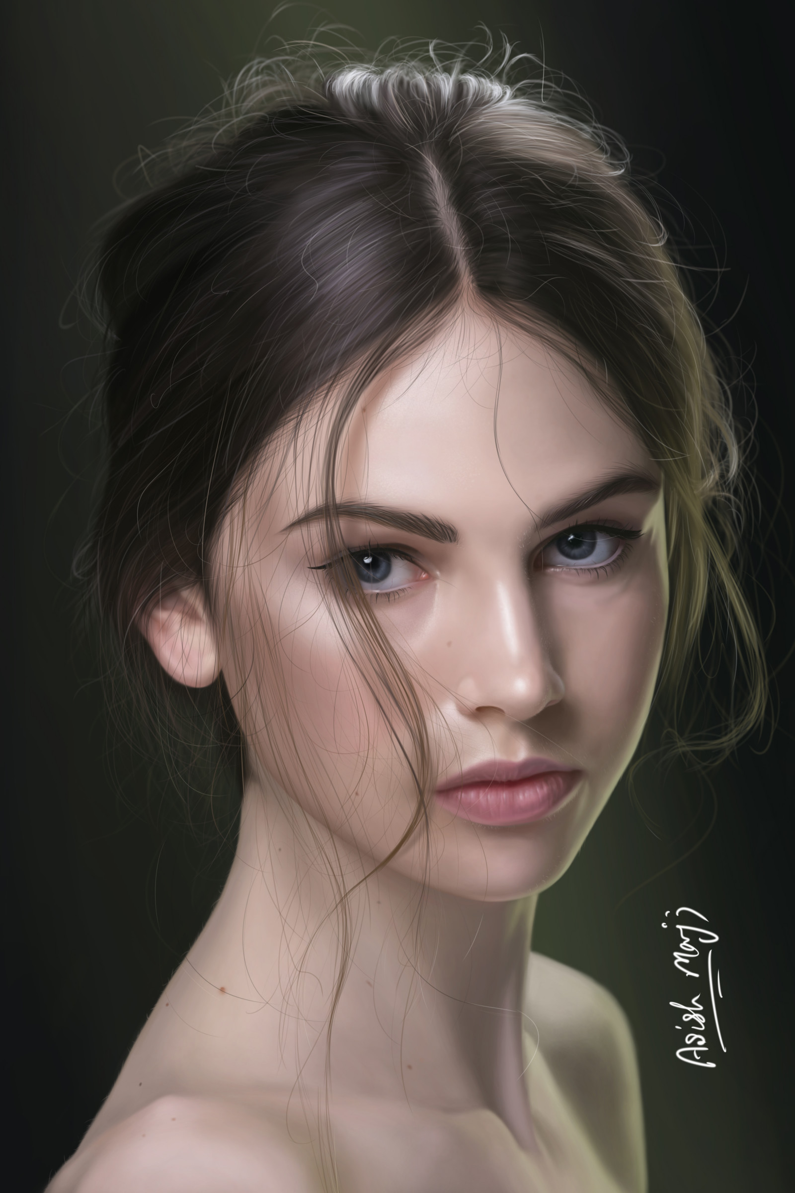 Wallpaper drawing, digital, artwork, looking at viewer, portrait