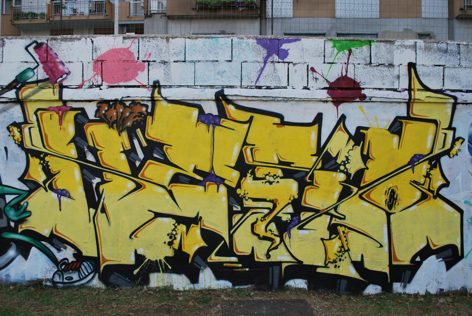 graffiti, giallo, ARTE, parete, arte di strada, murale