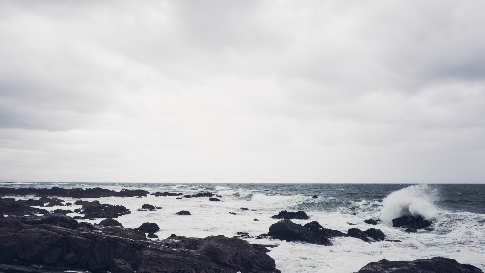 calm, sea, waves, coast, winter