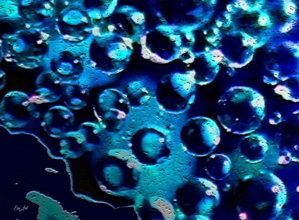 water, blue, abstract, artwork, Moon, underwater
