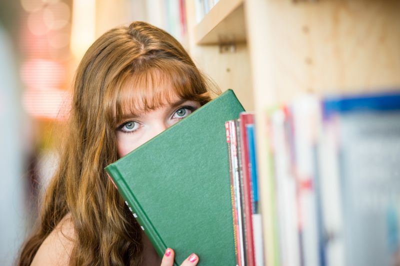 knihy, čtení, tvář, ženy, model, brýle