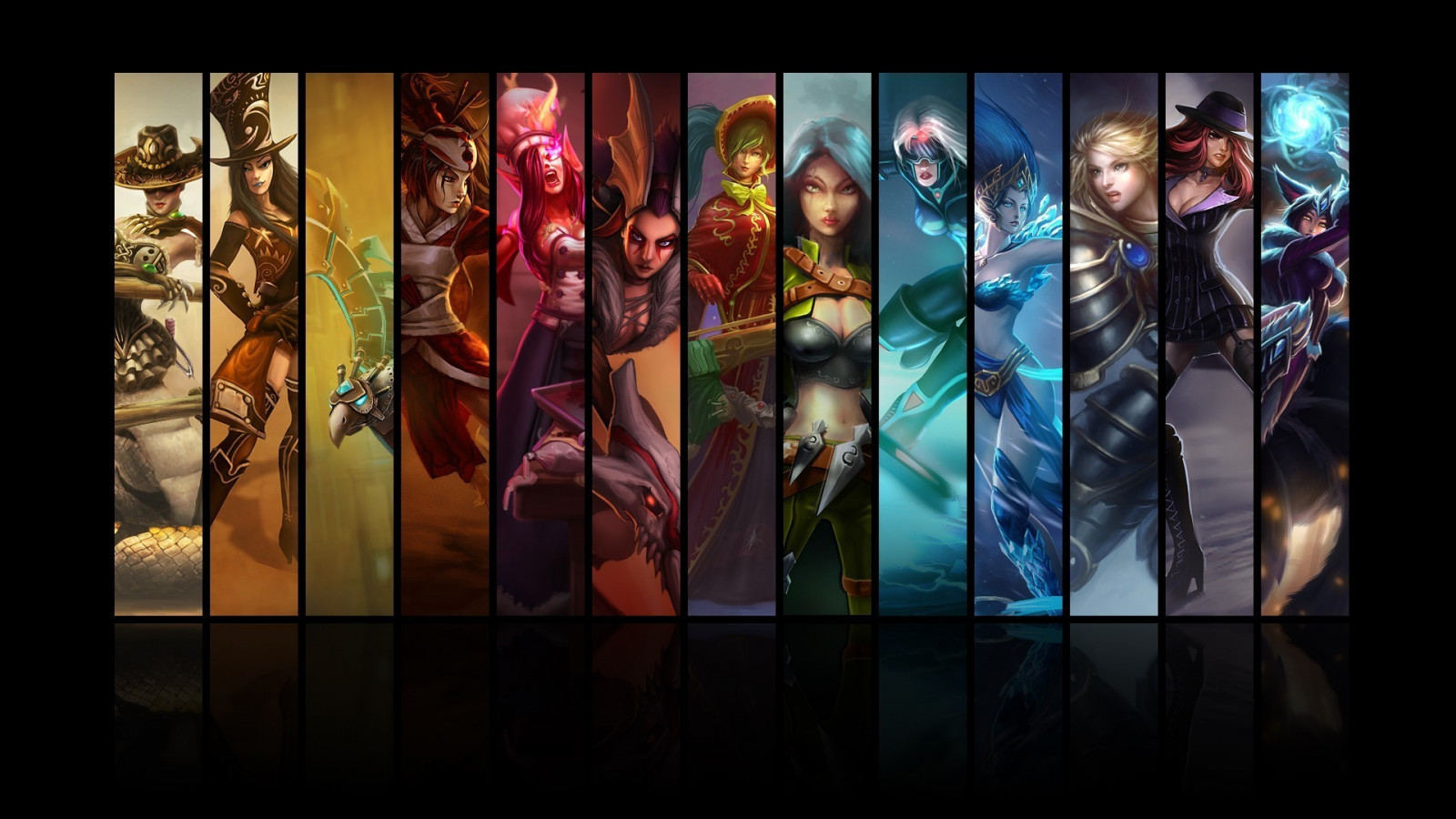 1920x1080 px, Ahri, Anivia, Caitlyn, Janna, Katarina, Kayle, League of Legends, Leona, lux, Slečna štěstí, morgana, Shyvana, Sivir, Sona