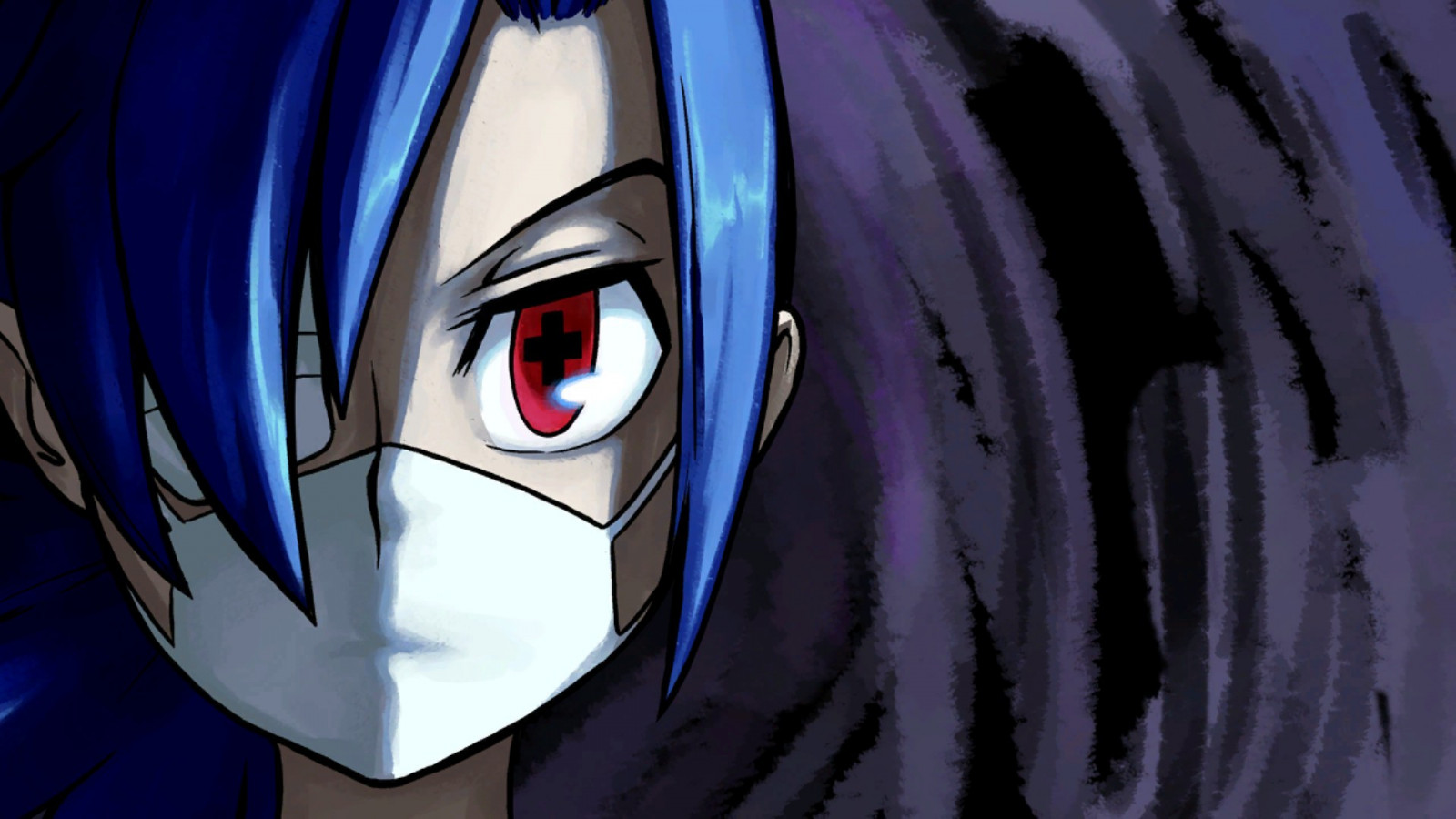 anime, modrý, Miláček, Skullgirls, tma, Snímek obrazovky, mangaka