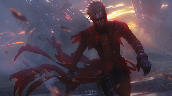 blonde, Vash, Vash the Stampede, Trigun, men, men with glasses