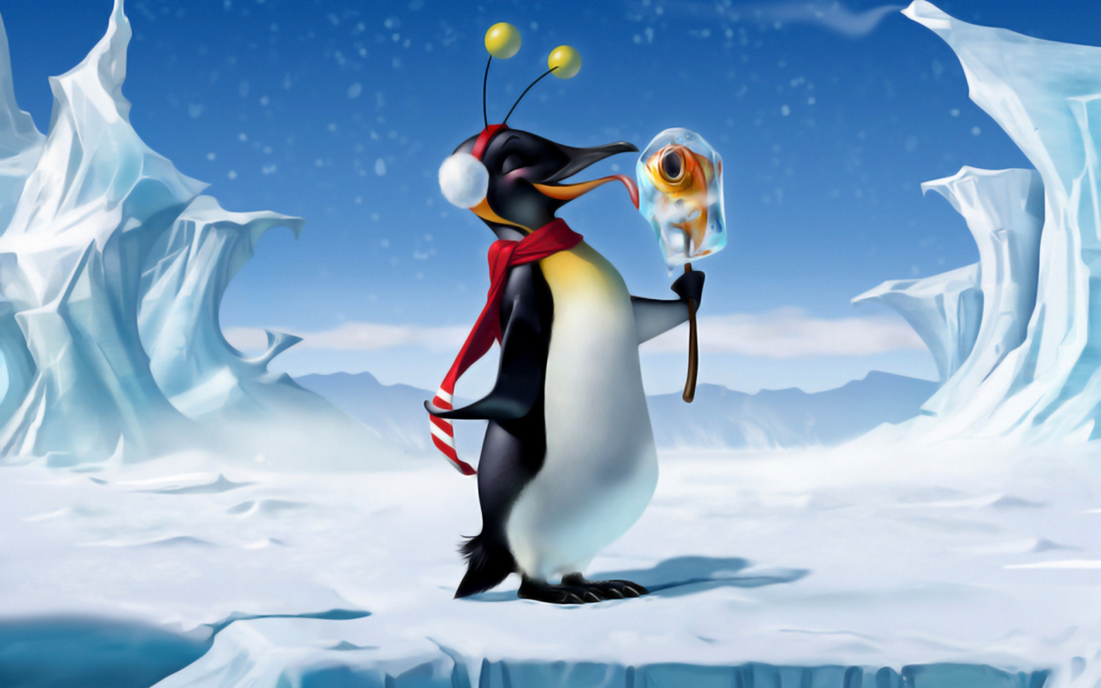 Masaüstü Illüstrasyon, Anime, kar, buz, Arctic, Penguen, Ekran