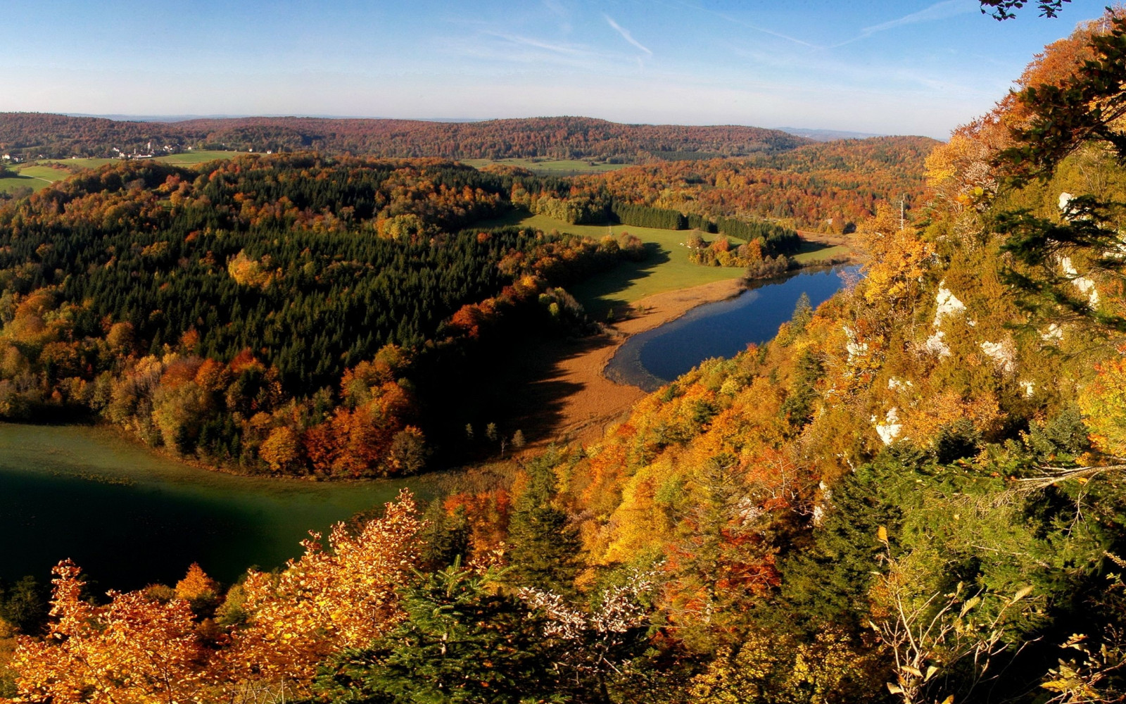 Wallpaper : view from above, summer, trees, river, autumn 2560x1600 ...