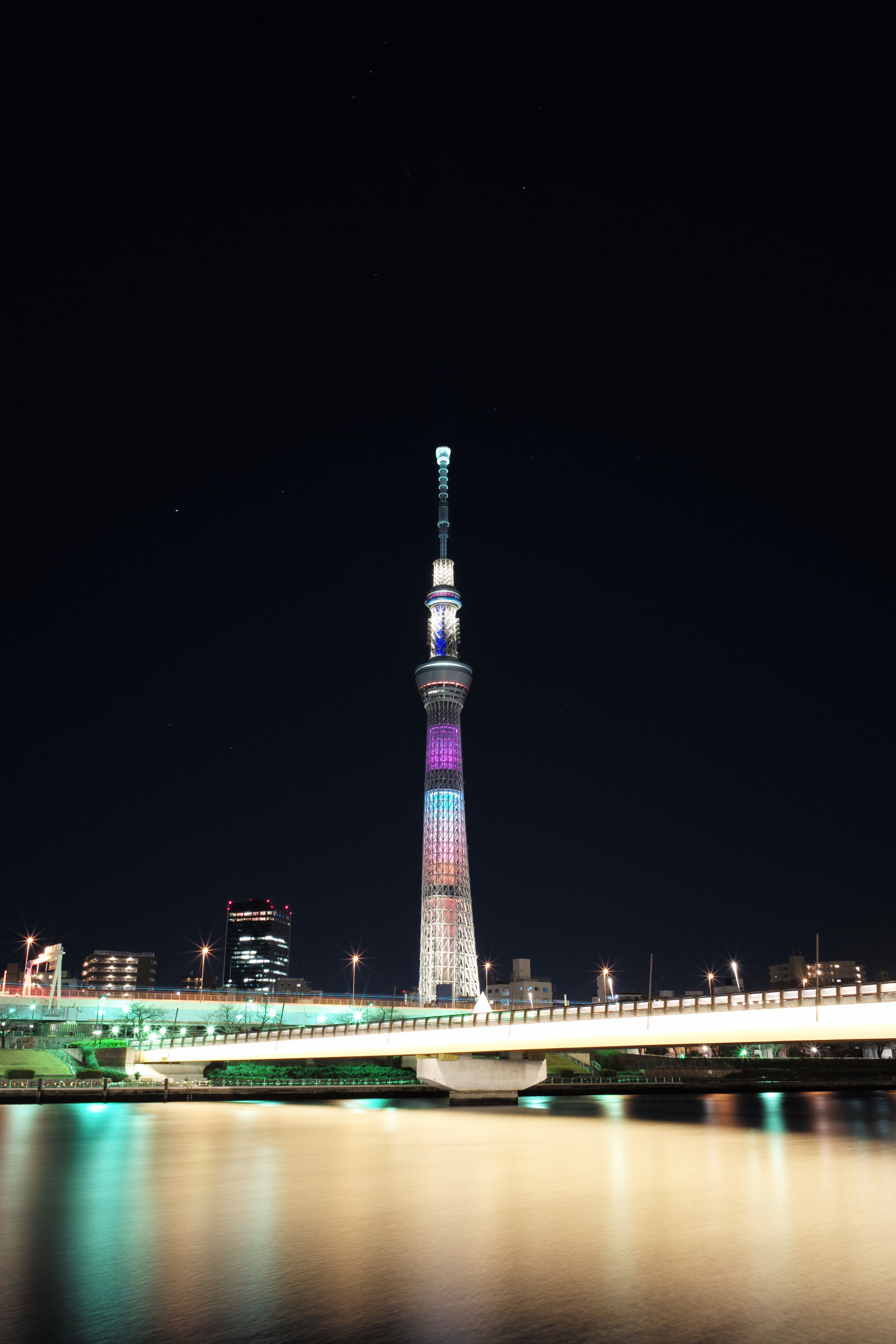 město, panoráma města, noc, architektura, odraz, panoráma, mrakodrap, večer, věž, most, soumrak, Leica, Tokio, M, Skytree, světlo, osvětlené, osvětlení, tma, mezník, Tokyo Sky Tree, sakurabashi, typ240, lovelychocolat, summedriver, ELMARIT, elmarit12828asph, Atmosféra Země