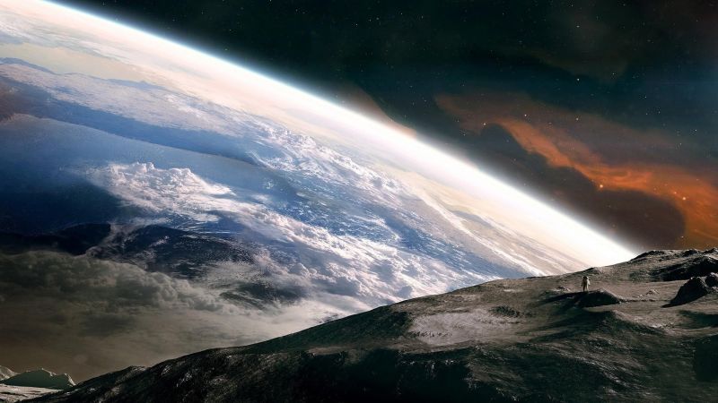 1920x1080 px, umělecká díla, astronaut, mraky, atmosféra, světadíly 1920x1080 px, umělecká díla, astronaut, mraky, atmosféra, světadíly