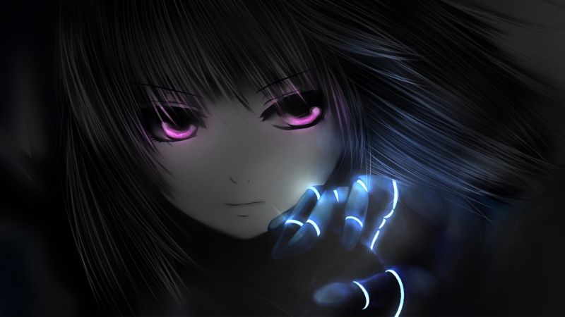 hitam, satu warna, anime, gadis anime, emosi, mata hitam, satu warna, anime, gadis anime, emosi, mata