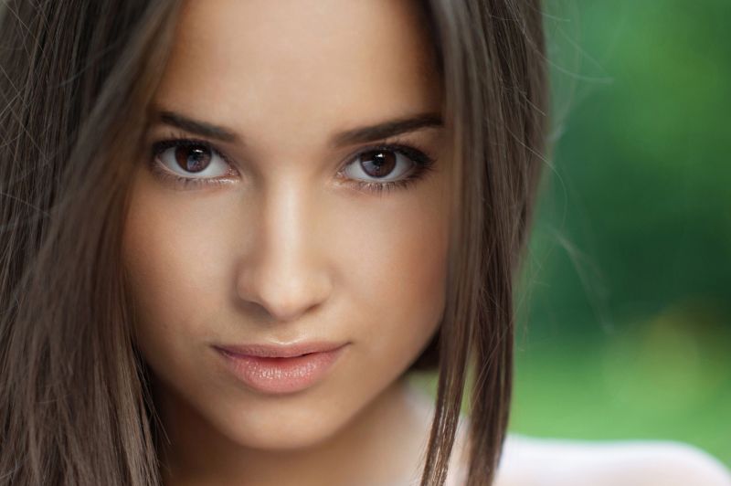 tvář, ženy, model, portrét, dlouhé vlasy, při pohledu na diváka