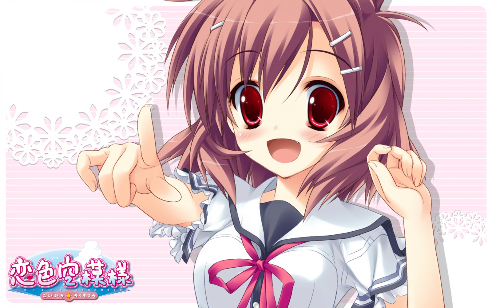 ilustrace, anime, umělecká díla, kreslená pohádka, Radost, Koiiro Soramoyou, dívka, prst, gesto, mangaka, lucie, Hattori Aya