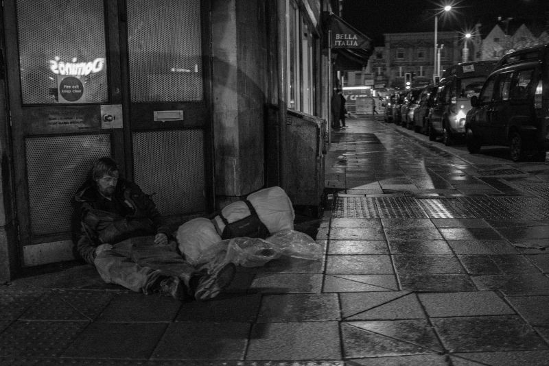 sort, nat, gade, fotografi, sort og hvid, vej