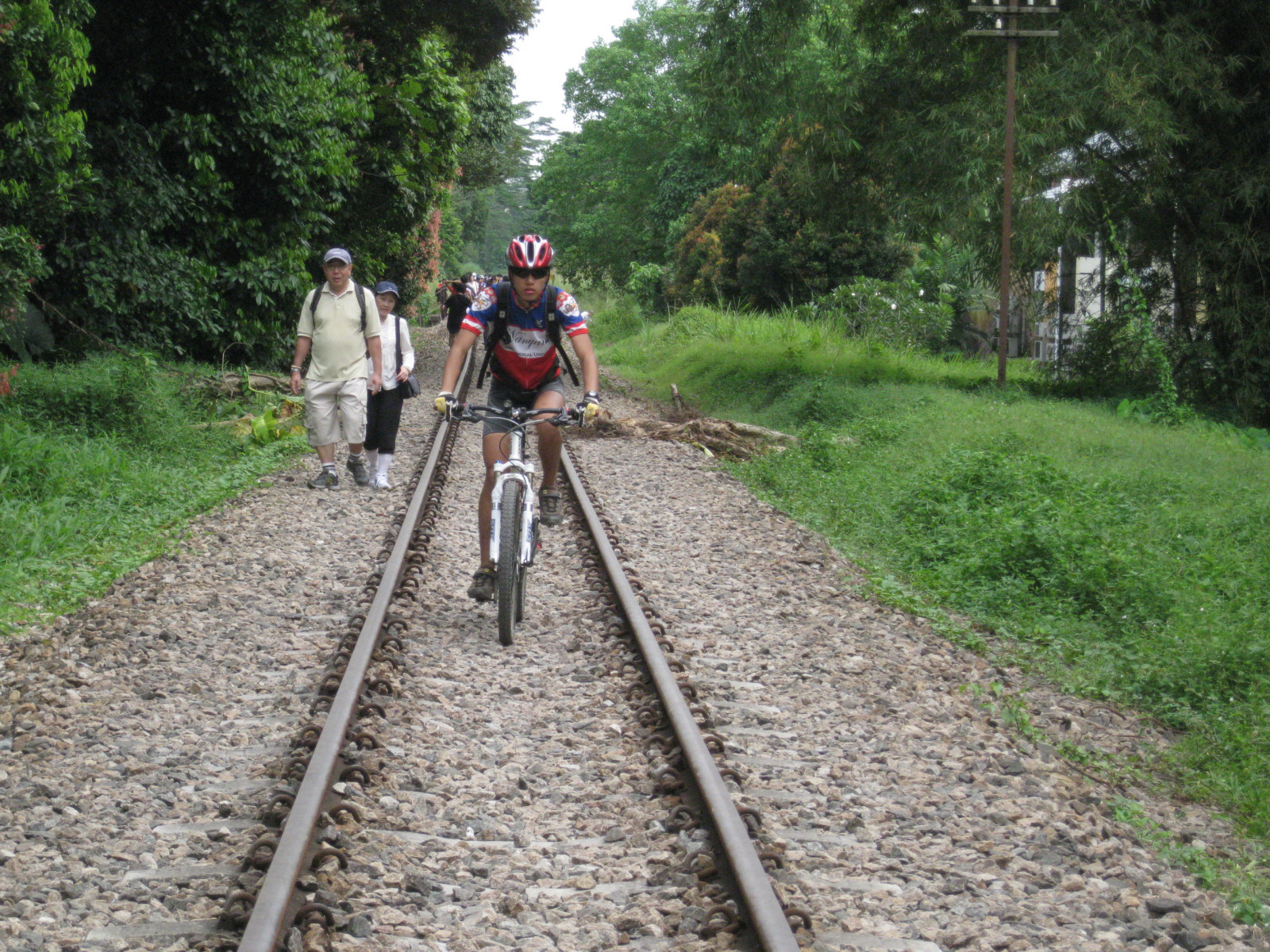 železnice, Příroda, jízdní kolo, cyklistika, Singapore, železnice, vlaky, KTM, Malajsie, zeleň, cyklista