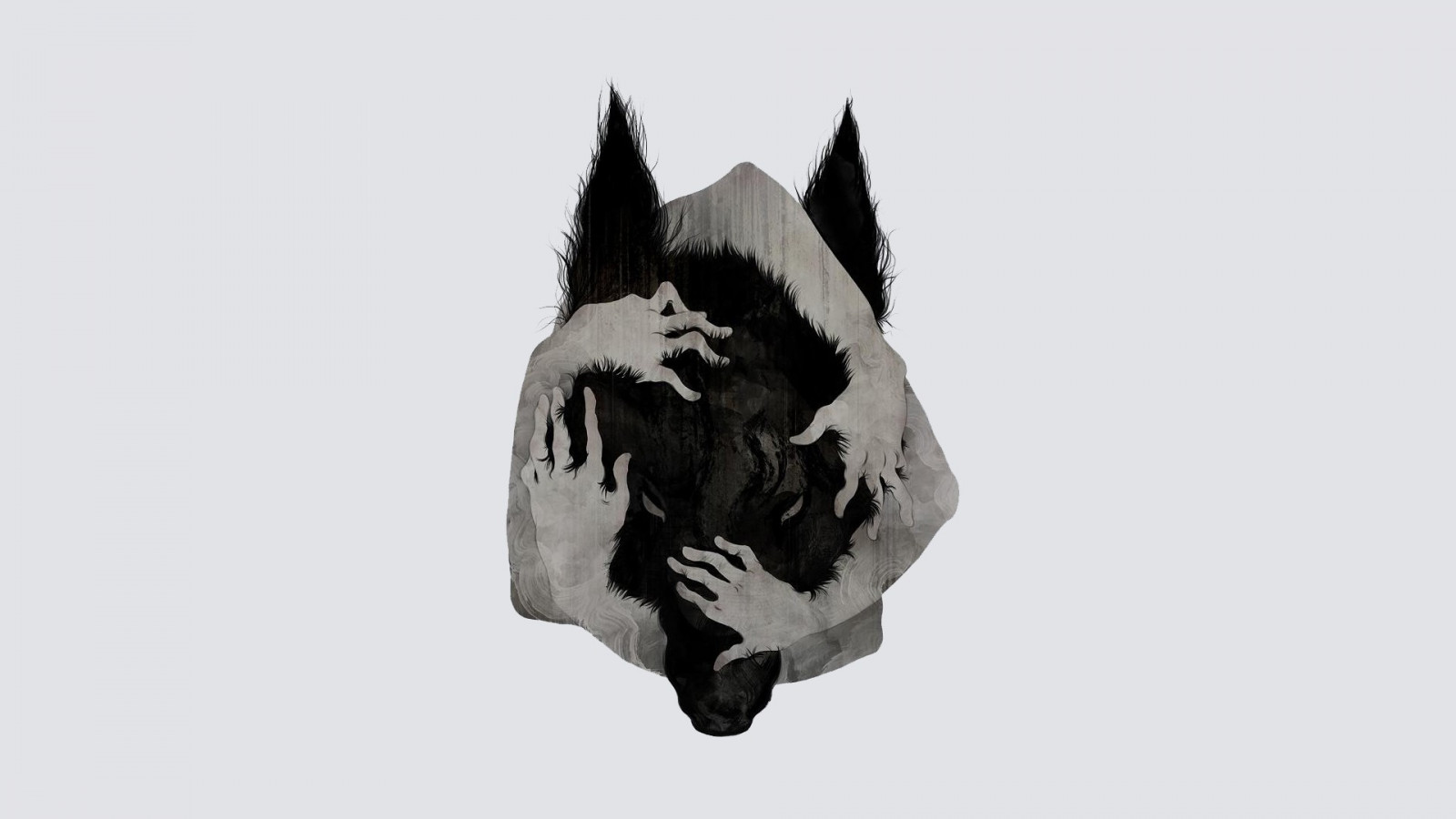 výkres, ilustrace, ruce, abstraktní, bílé pozadí, sochařství, vlk, hlava, UMĚNÍ, skica, 1920x1080 px