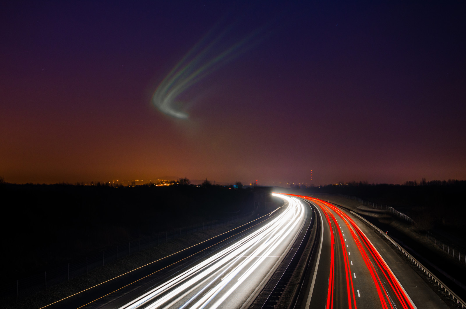 Wallpaper road, light, night, lights, highway, Poland, polska, a4