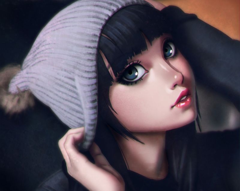 Anime,morena,niña,cara