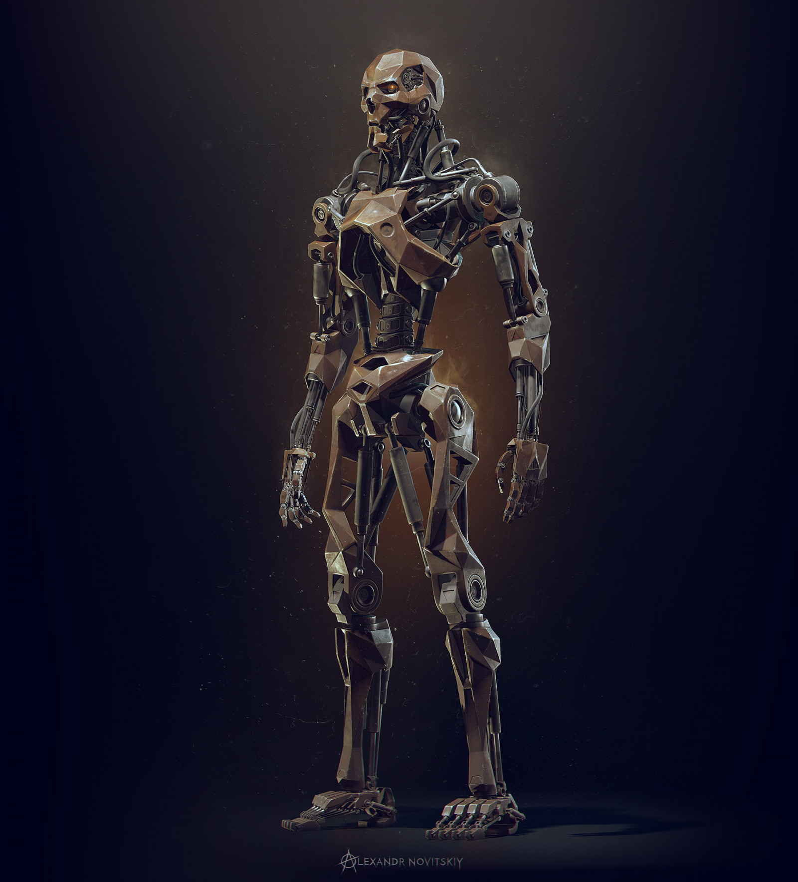 Terminator Machine Skeleton Wallpaper : Alexandr Novitskiy, 3D, render, Terminator, machine ...