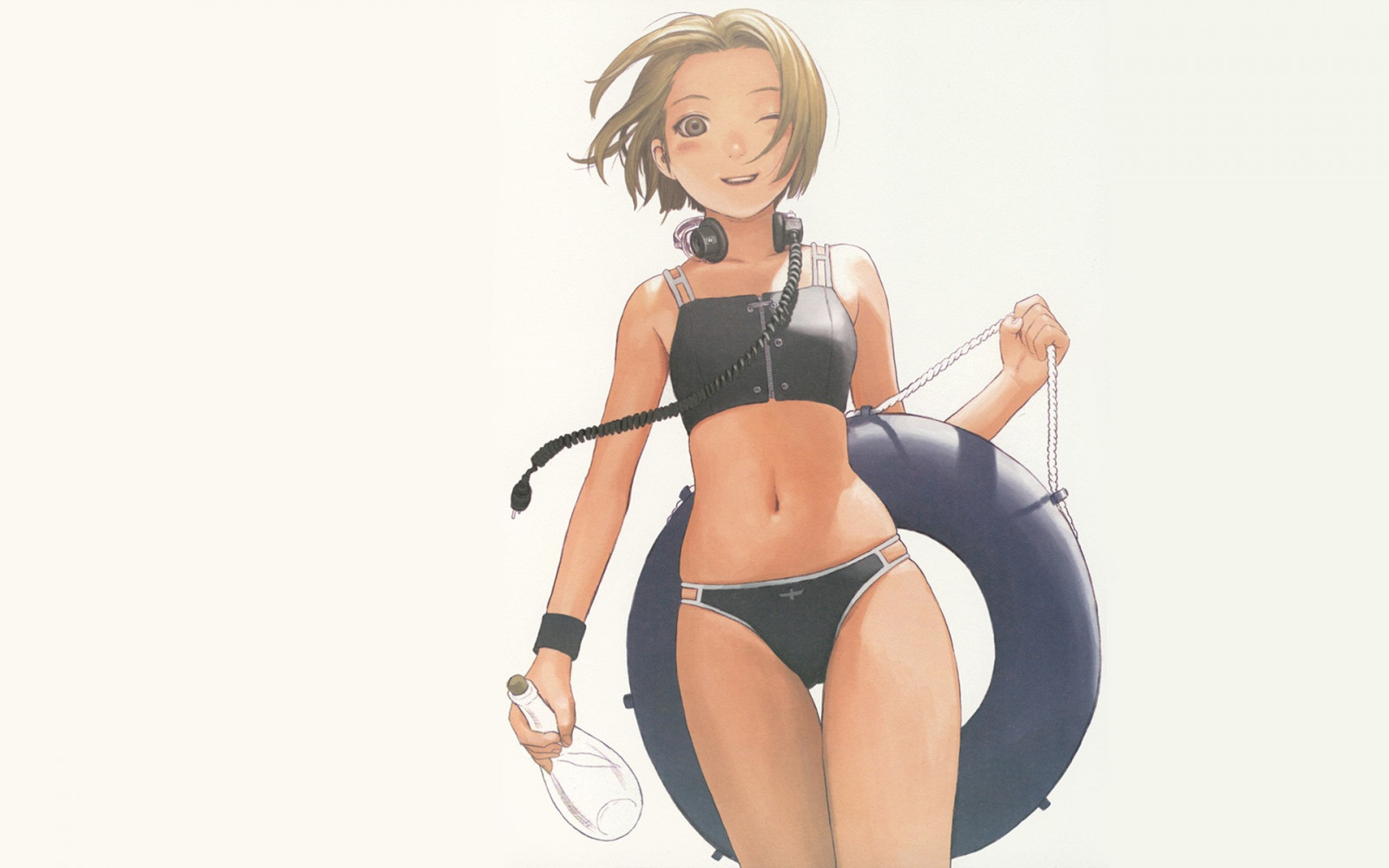 anime, kreslená pohádka, černé vlasy, Původní znaky, plavky, Murata Rozsah, oblečení, ruka, prst, spodní prádlo