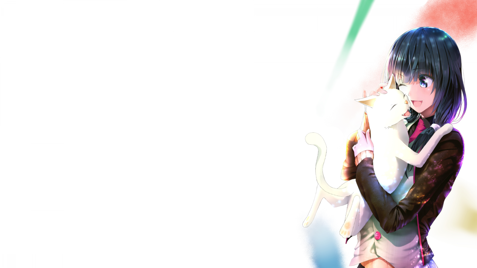 kočka, zvěř, anime, anime dívky, bílé pozadí, oblečení, Shirobako, kostým