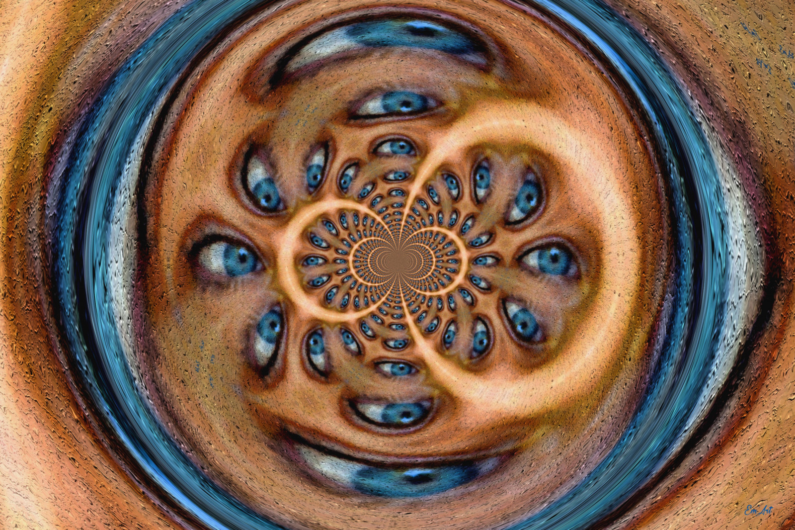 astratto, opera d'arte, blu, frattale, modello, cerchio, ARTE, occhio, mano, Guarda, digitale, bleu, considerare, composizione, braccio, orecchio, corpo umano, organo, avvicinamento, yeux, abstrait, Emart, emmanuellebaudry, num Rique