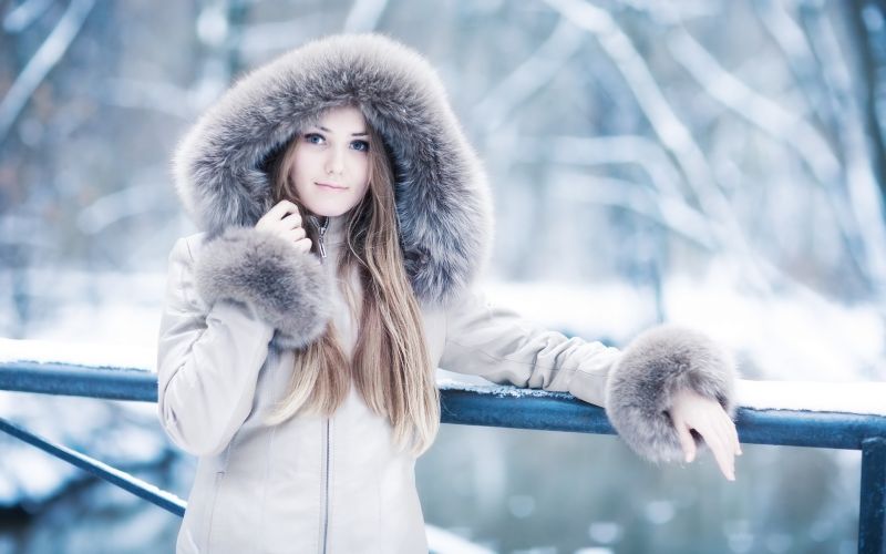 ženy, model, sníh, zima, modrý, srst ženy, model, sníh, zima, modrý, srst