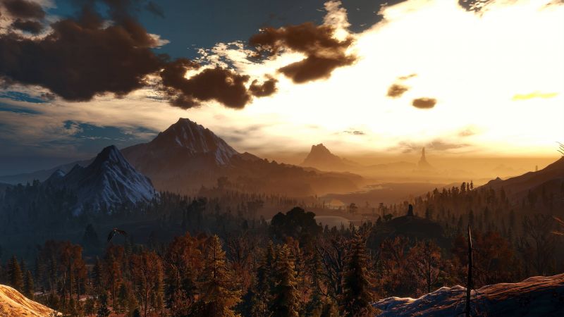 landskab, natur, himmel, skyer, sollys, solnedgang