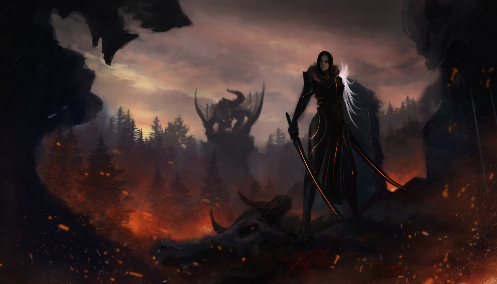 fantasy umění, umělecká díla, bojovník, tma, Snímek obrazovky, počítač tapeta, geologický fenomén