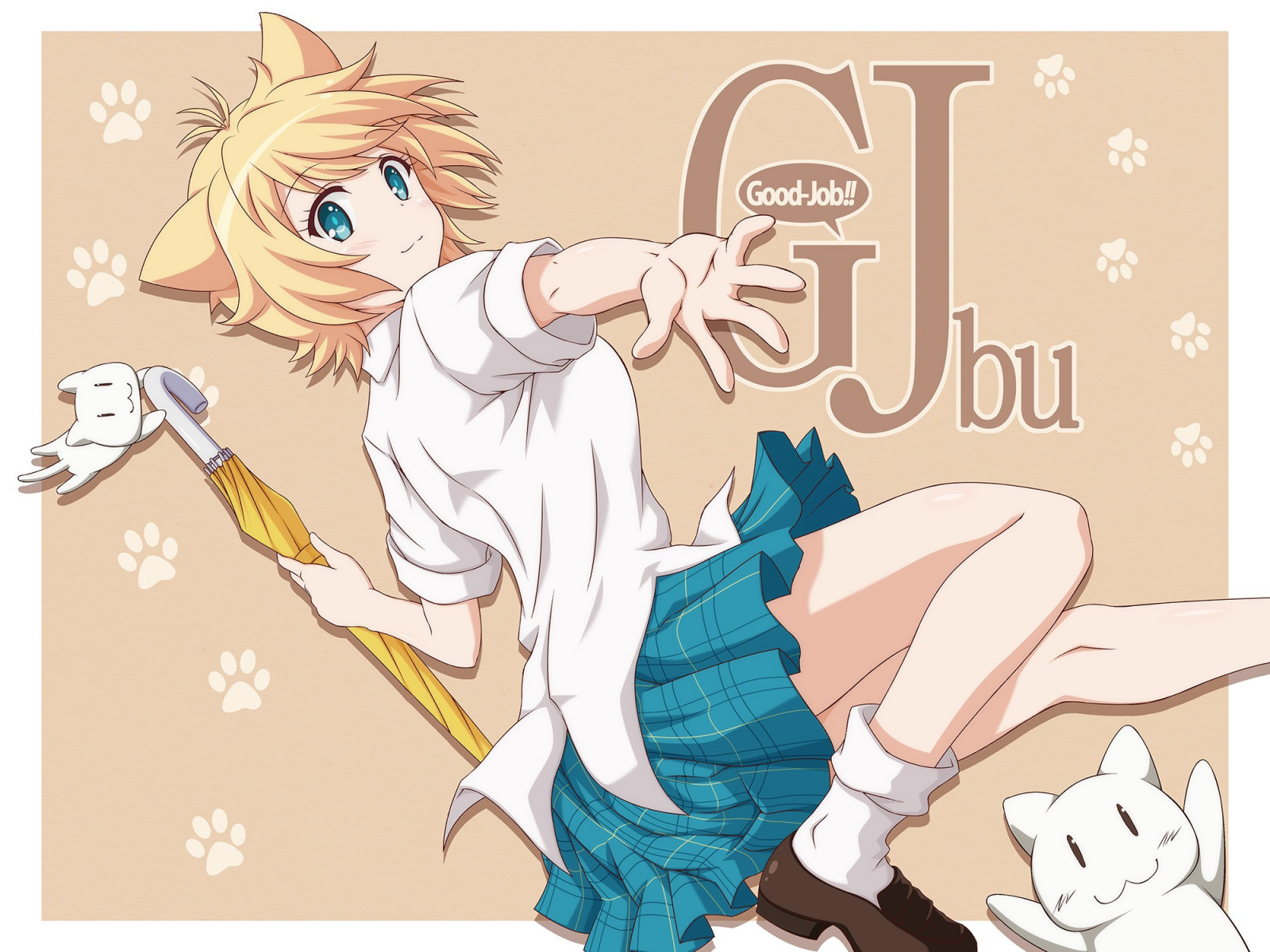 illustrazione, anime, anime girls, cartone animato, bu GJ, Kirara Bernstein, orecchie neko, mangaka